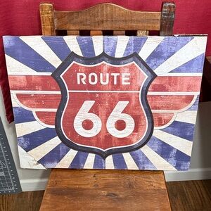 Route 66 Wall Art - Red and Blue #1